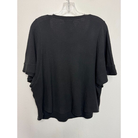Madewell Large Texture & Thread Flutter-Sleeve Top True Black Cotton Relaxed - Picture 9 of 10